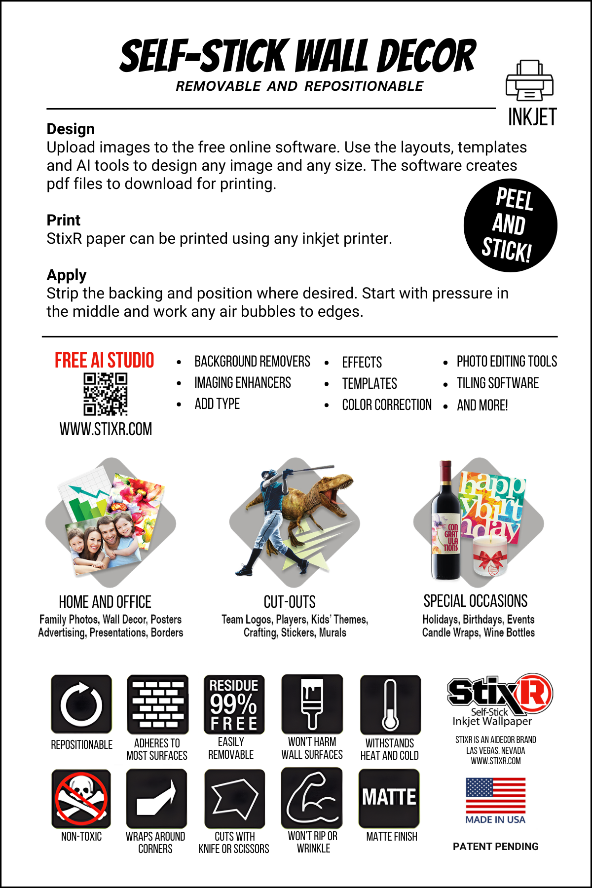 25 PACK 4" x 6" PHOTO STICKER StixR SHEETS / BLANK SHEETS